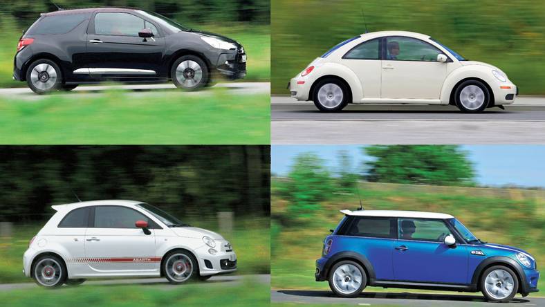 Szpanerskie maluchy za 35 tys. zł. Abarth 500 kontra Citroen DS3, Mini Cooper i VW New Beetle - który jest najlepszy