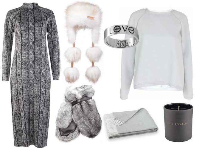 Bluza - White House/whitehouse.sklep.pl, buty - Caprice/caprice.pl, pierścionek –Cartier/cartier.com, sukienka - Bialcon/bialcon.pl, rękawiczki - Gena/ gena.pl, czapka – Avanti/avanti-konieczko.com