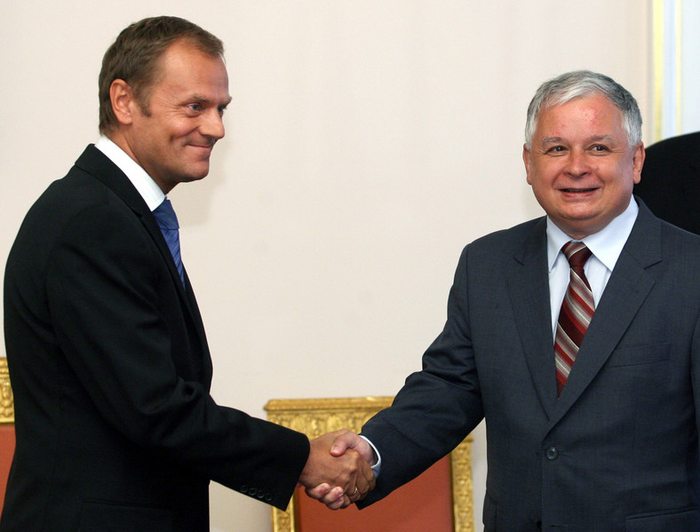Donald Tusk i Lech Kaczyński, 9.08.2007 r.