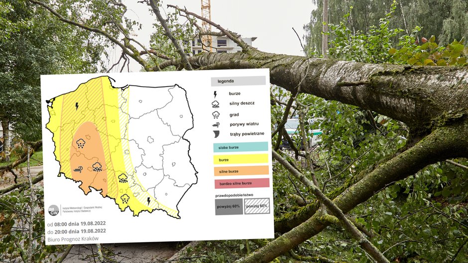 To będzie groźny piątek. Polska w kleszczach upału i silnych burz (mapa: IMGW)