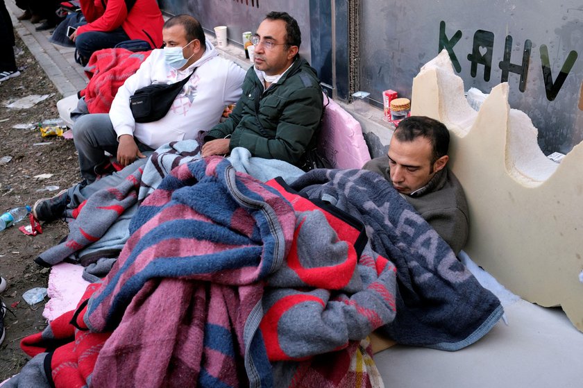 Rescue operations take place on a site after an earthquake struck the Aegean Sea, in the coastal pro