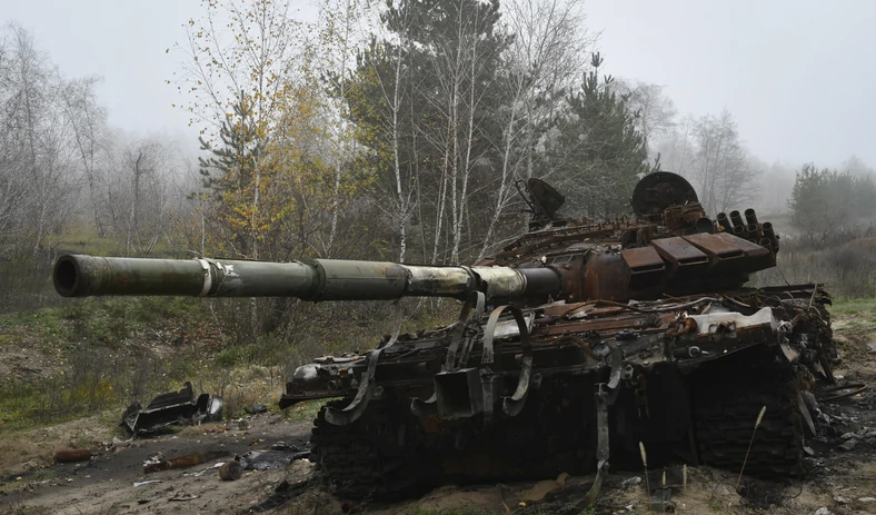 Rosyjski czołg zniszczony w Ukrainie