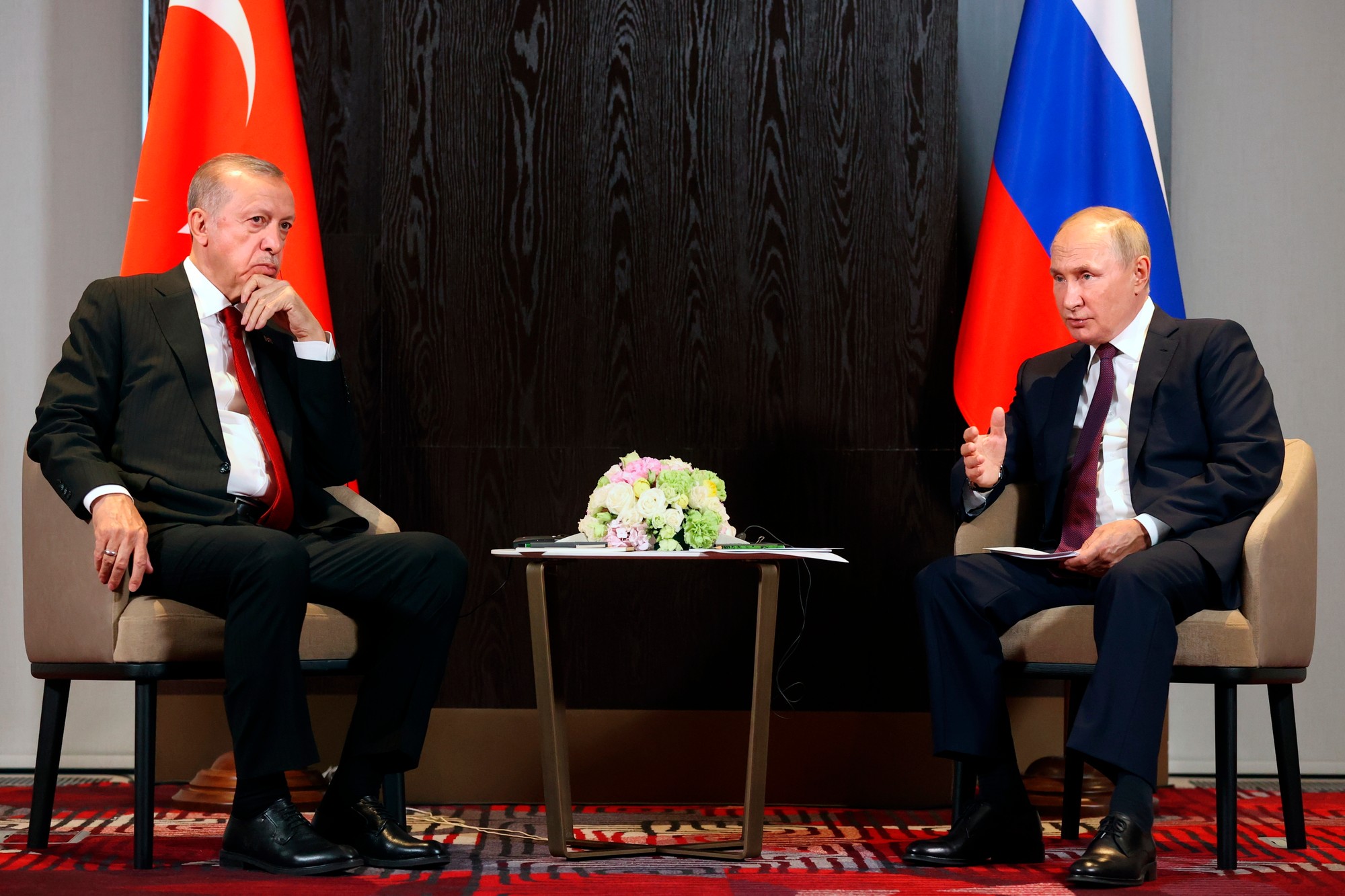 Turecký prezident Recep Tayyip Erdogan a ruský prezident Vladimir Putin.