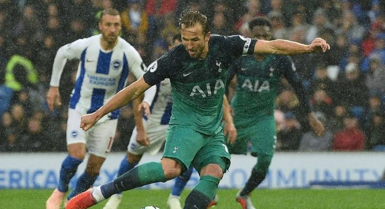 On the spot: Harry Kane ended his five-game goal drought against Brighton with a penalty