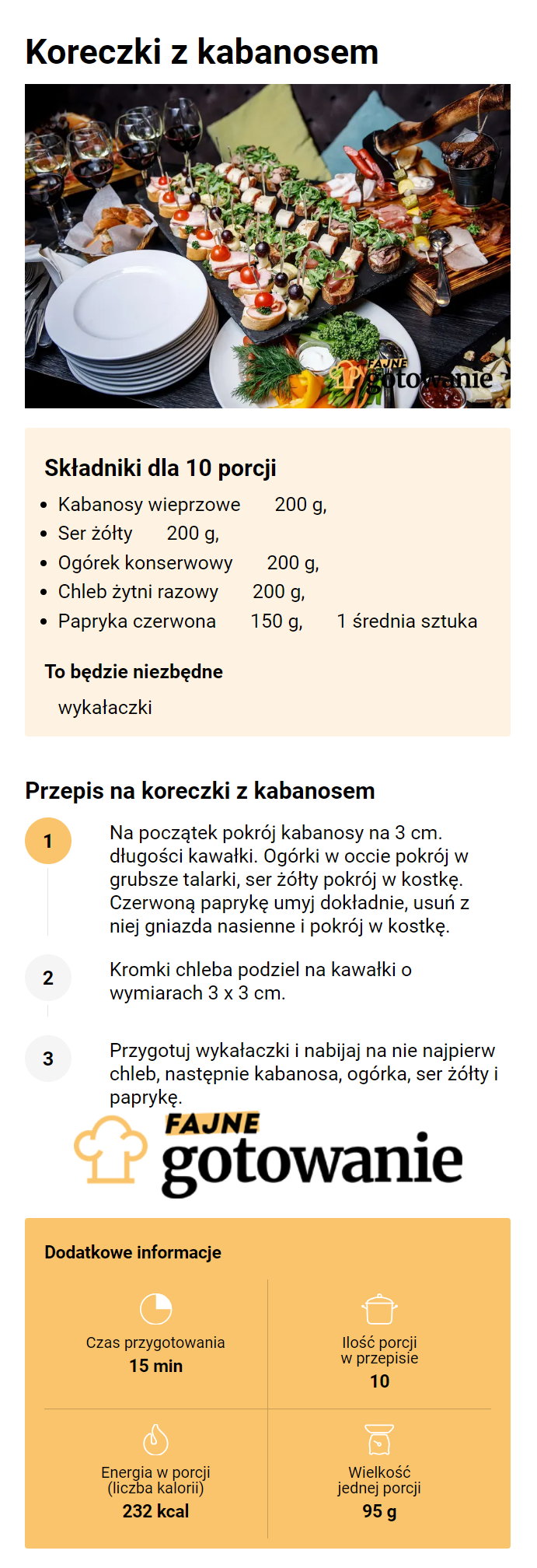 Koreczki z kabanosem