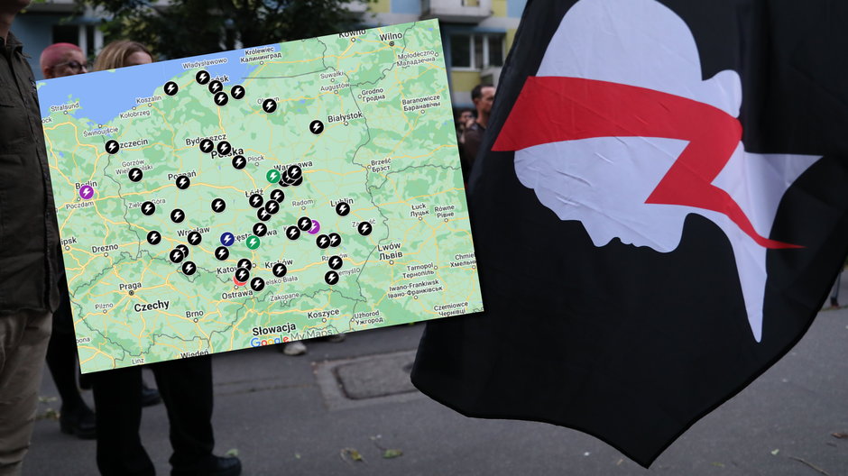 Mapa protestów Ogólnopolskiego Strajku Kobiet