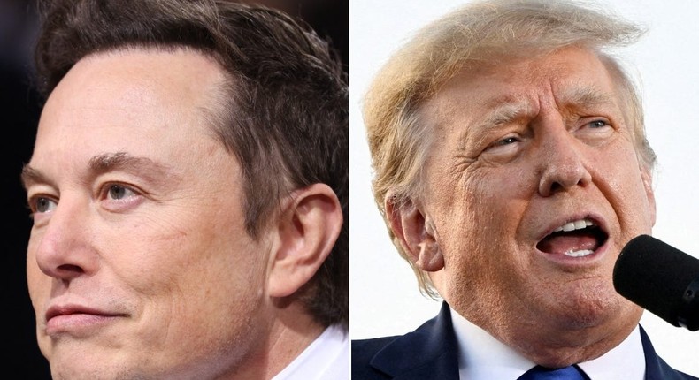 Elon Musk (left) and Donald Trump.