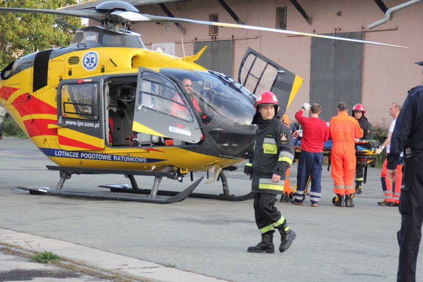 Helikopter LPR z ciężko rannym chłopcem w Oleśnicy