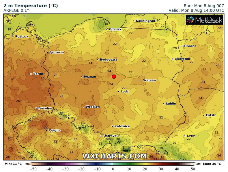 Temperatura o godz 14