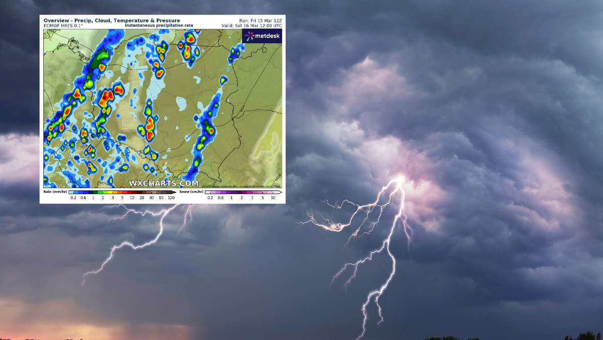 Pogoda na dziś, 16 marca. Gabriele sprowadzi załamanie. Będą burze i grad