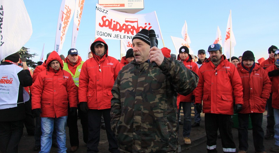 Manifestacja poparcia dla strajkujących związkowców