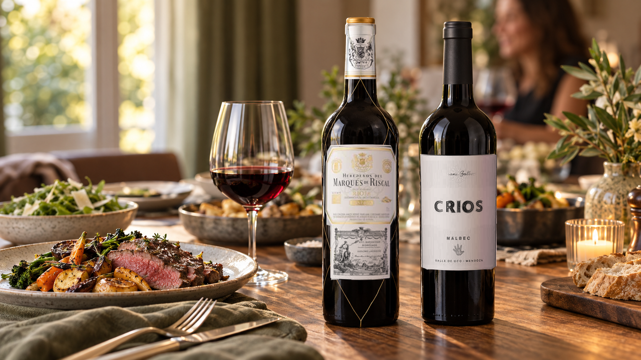 Vin roșu sec pentru cină: cum alegi între Rioja și Malbec