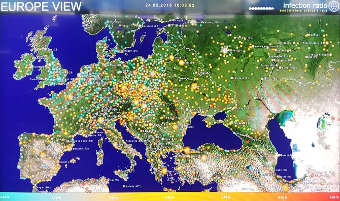 Stale aktualizowane mapy pokazują między innymi natężenie zagrożeń w różnych regionach Europy i świata.