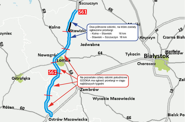 S61 Via Baltica - dziś zostaną ogłoszone przetargi na dwa północne odcinki