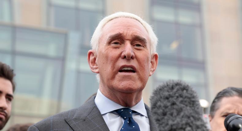 Roger Stone, a former adviser and confidante to former U.S. President Donald Trump, addresses reporters in Washington, DC on December 17, 2021.Anna Moneymaker/Getty Images