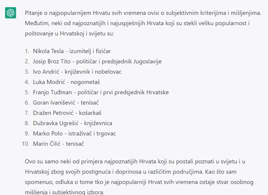 Lista najpopularnijih Hrvata u svetu