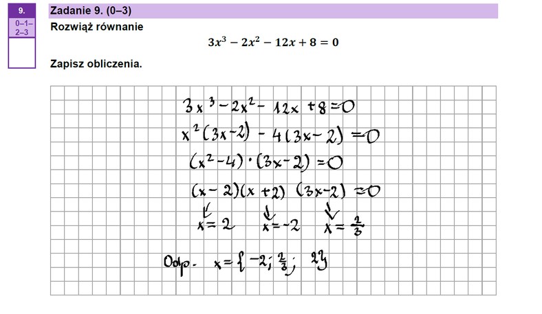 Matura 2023. Matematyka — poziom podstawowy. Zadanie 9.