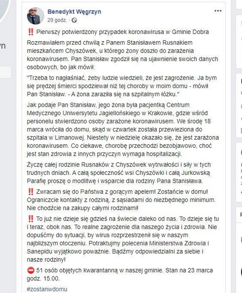 Poszła do szpitala z inną chorobą. Wróciła z koronawirusem