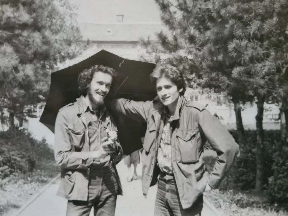 Nenad Grujičić i Dušan M Knežević kao studenti, Novi Sad, 1975