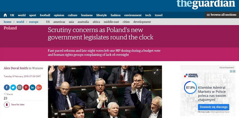 Brytyjski dziennik ostro o śpiącym polskim ministrze