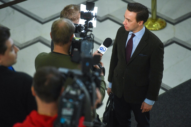 Wicemarszałek Sejmu Krzysztof Bosak, podczas wypowiedzi dla mediów w Sejmie w Warszawie