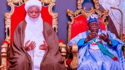 President Tinubu salutes Sultan of Sokoto. [Presidency]