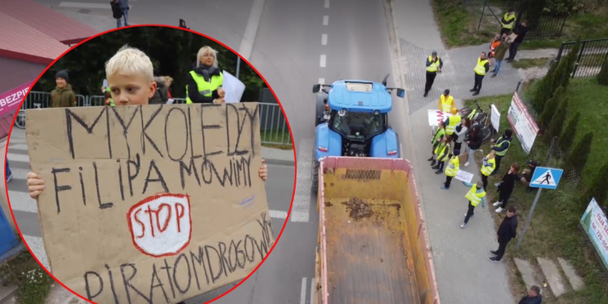 Mieszkańcy Krężnicy Jarej wyszli na drogę, żeby zaprotestować.