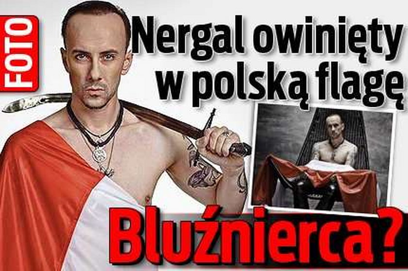 Nergal owinięty w polską flagę. Bluźnierca? Foto