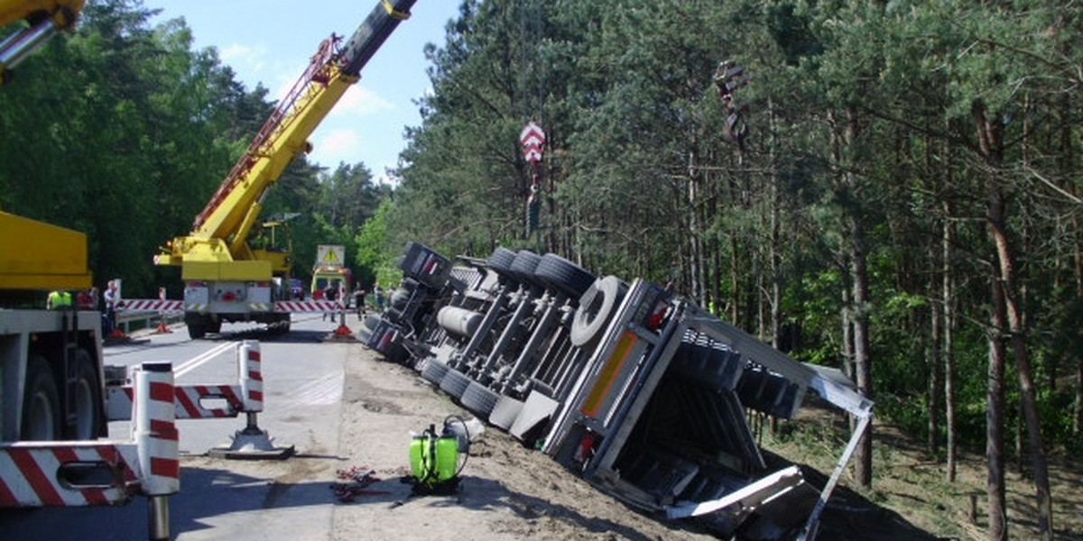 TIR wpadł do rowu! Przewoził świenie