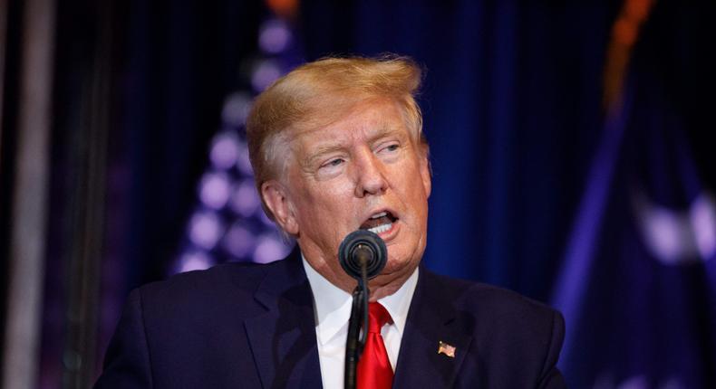 Former US President Donald Trump addresses the crowd during a 2024 election campaign event in Columbia, South Carolina, on January 28, 2023.Logan Cyrus/AFP via Getty Images