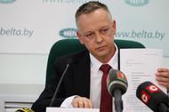 Sędzia Szmydt, który złożył wniosek o azyl polityczny na Białorusi, podczas konferencji w agencji prasowej BelTA w Mińsku, 6 maja 2024 r.