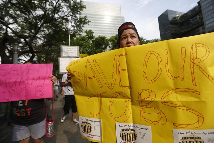 Demonstracje 1 maja w Singapurze. Fot. EPA/HOW HWEE YOUNG/PAP/EPA
