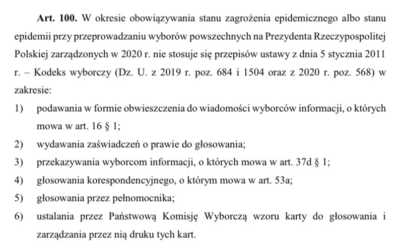 Zmieniane przepisy Kodeksu Wyborczego