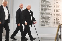 Wicemarszałek Sejmu Ryszard Terlecki i prezes PiS Jarosław Kaczyński w Sejmie