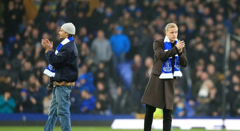 New signings Dele Alli (left) and Donny van de Beek are introduced to Everton fans Creator: Lindsey Parnaby