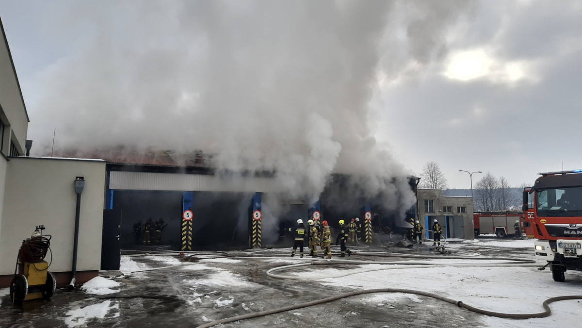 Wejherowo: Pożar w hali komunikacji miejskiej. Spłonęły autobusy