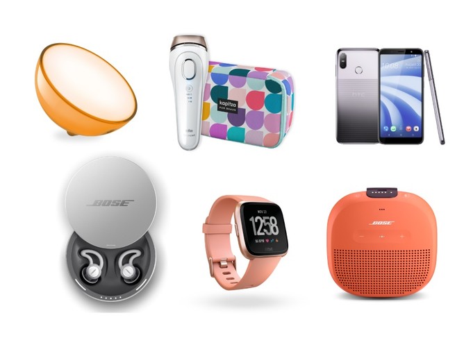 Prezenty dla kobiety, która lubi gadżety: Fitbit – Versa - 799 zł  Philips – Hue Go – 359,00 zł  Bose – SoundLink Micro – 499,00 zł  Braun Silk-expert IPL 5 – 1899 zł  Bose Sleepbuds – cena 1199 zł  HTC U12 Life – cena 1499 zł