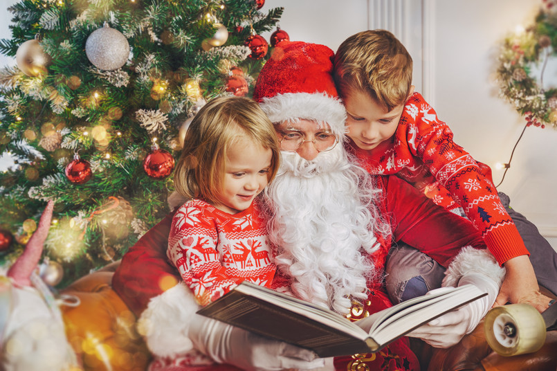 Reading,A,Book,With,Santa,Claus,-,Children,And,Santa