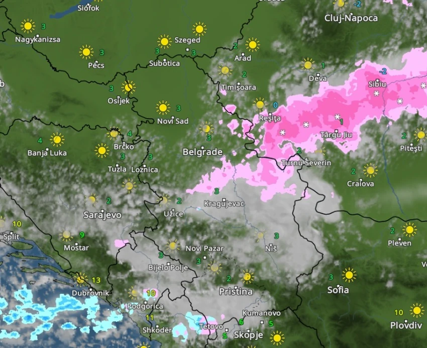 pljusak snega u 15 h