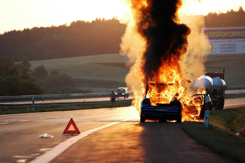 Pożar na autostradzie A4