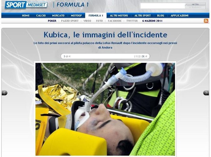 Wypadek Roberta Kubicy, fot. sportmediaset.mediaset.it