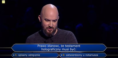 "Milionerzy" – Artur odpadł na pytaniu o testament holograficzny