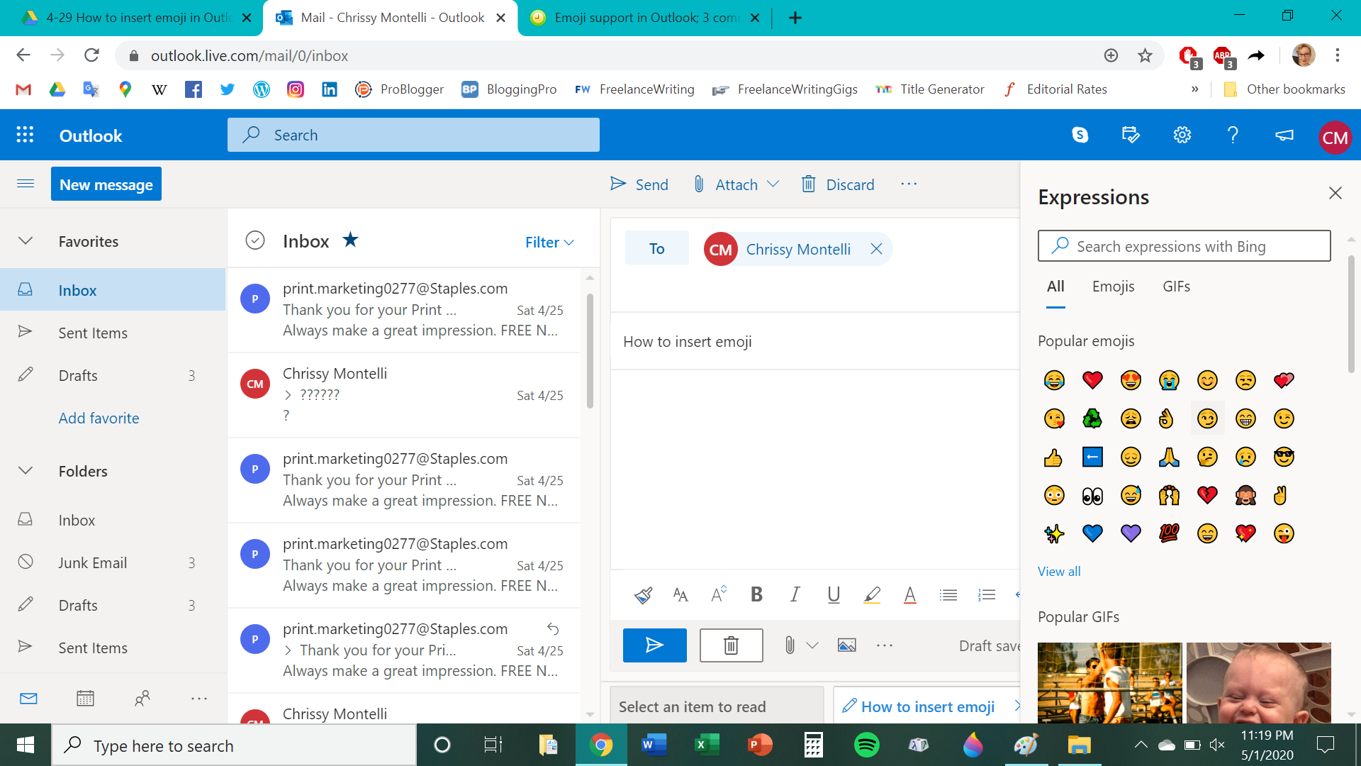 How to insert emoji in Microsoft Outlook messages and make your emails