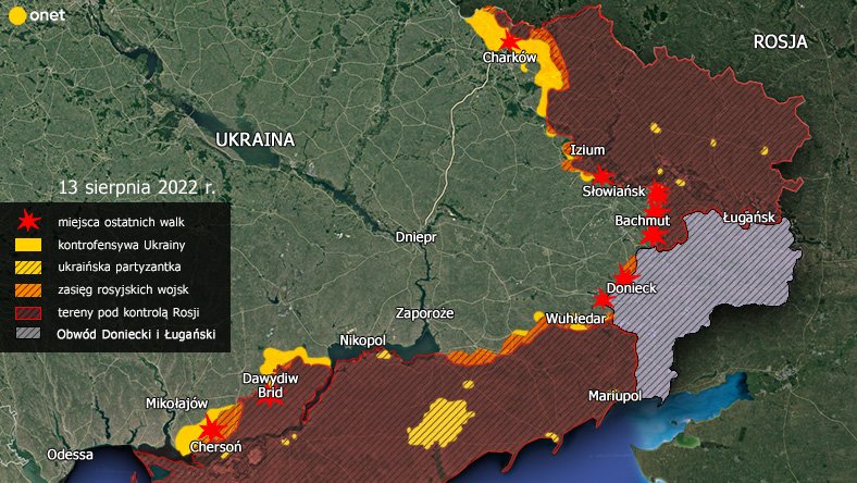 Sytuacja w Ukrainie przed kontrofensywą - 13 sierpnia