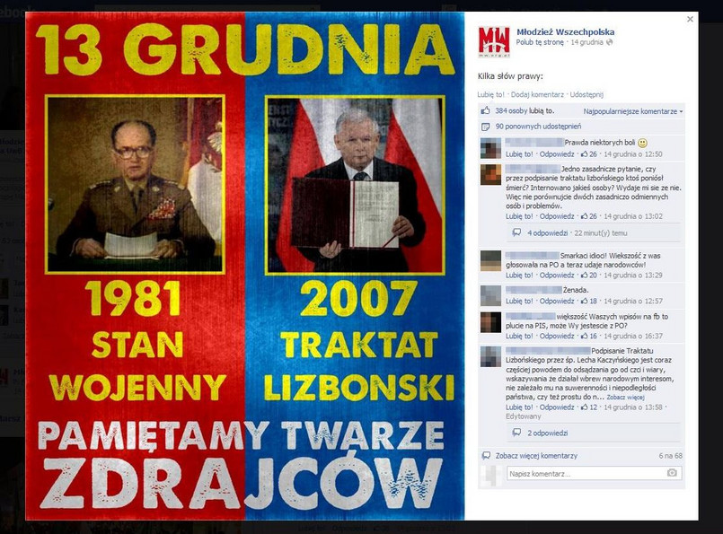 Wojciech Jaruzelski i Jarosław Kaczyński - zdjęcie z profilu Młodzieży Wszechopolskiej na FB (źródło: facebook.com/Wszechpolacy)