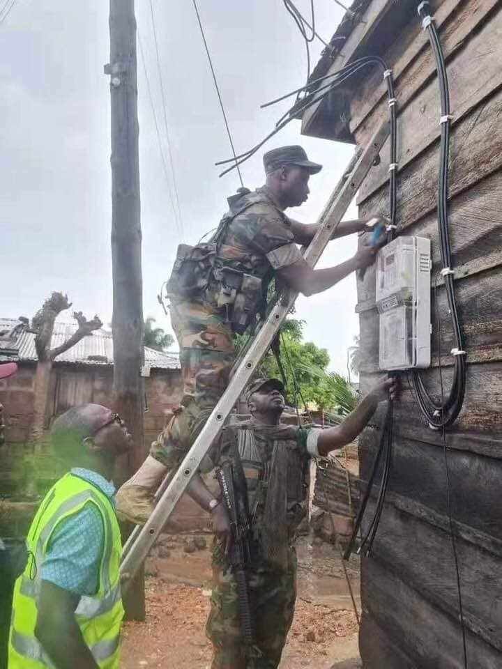 Soldier installs metre