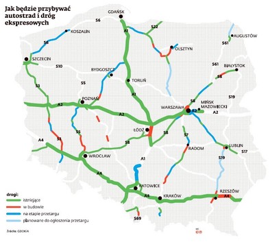 mapa drogowa polski Nowa polska mapa drogowa. Zobacz, jakie trasy powstaną w 