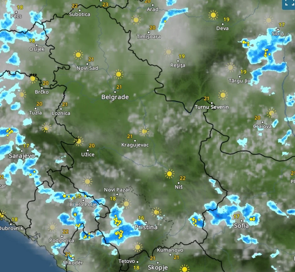 Pljuskovi danas u 18 sati