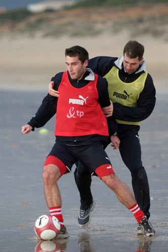 Zgrupowanie reprezentacji Polski w Hiszpanii30.01.2007 Chiclana de la FronteraGrzegorz Bronowicki  Radoslaw SobolewskiFot. Piotr Kucza