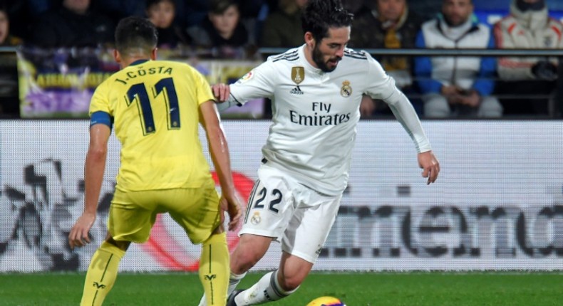 Isco (R) hasn't started a league game since Santiago Solari took over as Real Madrid coach in late October